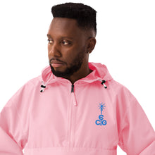 Load image into Gallery viewer, Embroidered Champion Packable Jacket- Blue Logo