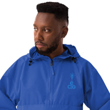 Load image into Gallery viewer, Embroidered Champion Packable Jacket- Blue Logo